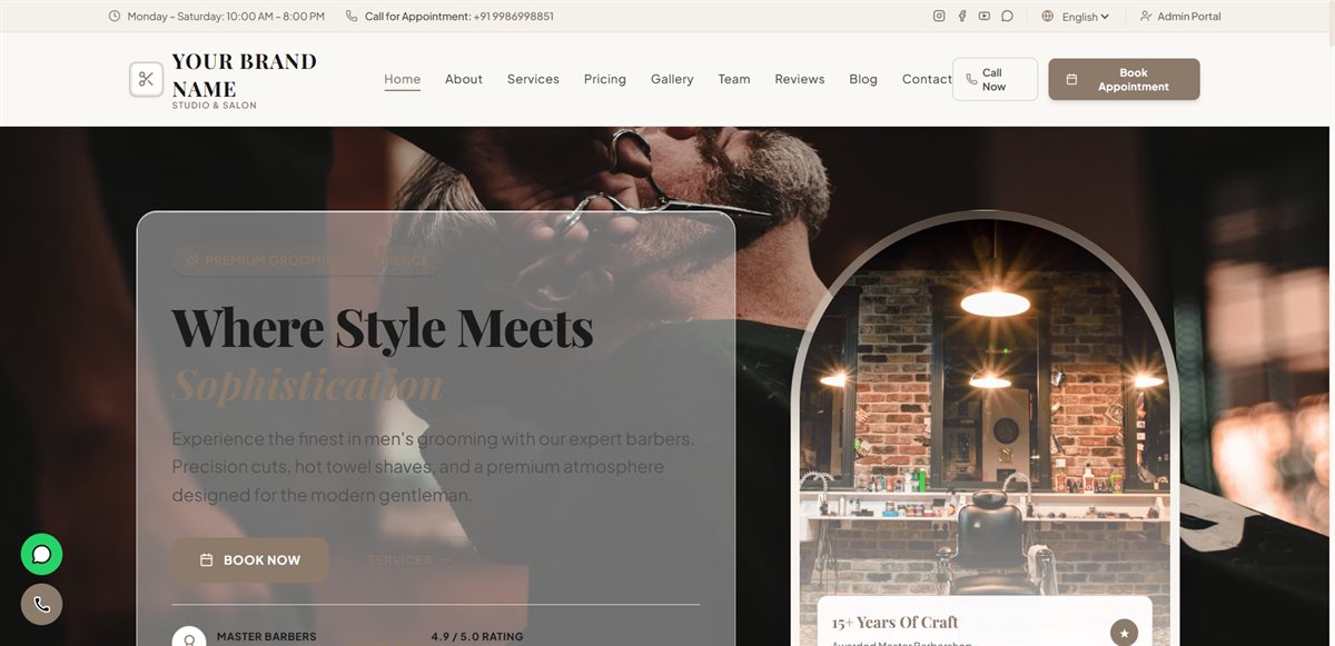 The Grooming Studio - Luxury Salon Web Experience